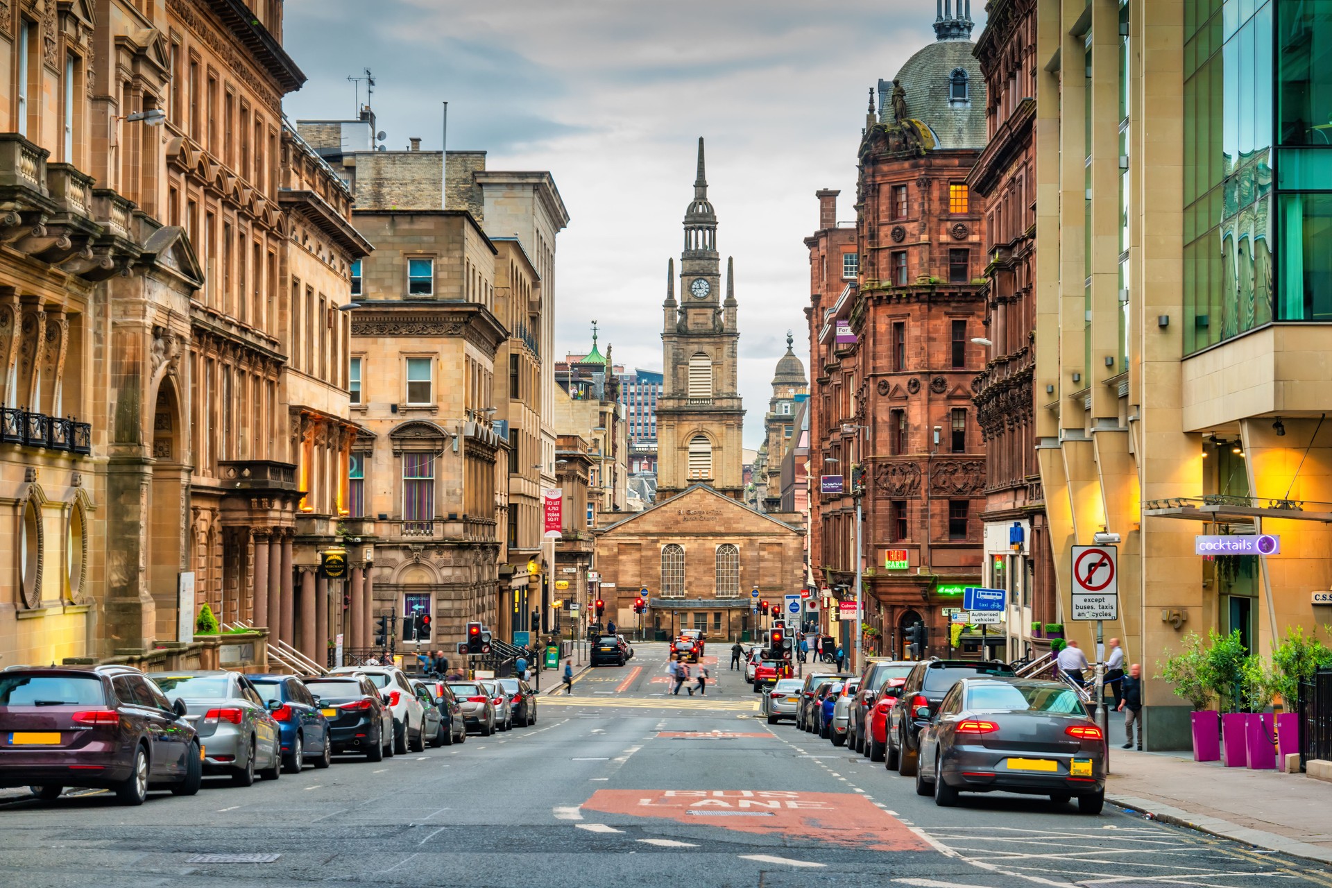 Downtown Glasgow Scotland George Street during a Greenock shore excursion